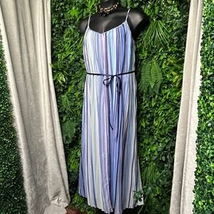 Lane Bryant Maxi Dress 14/16 Blue Purple Striped Sleeveless Casual‎ 3004